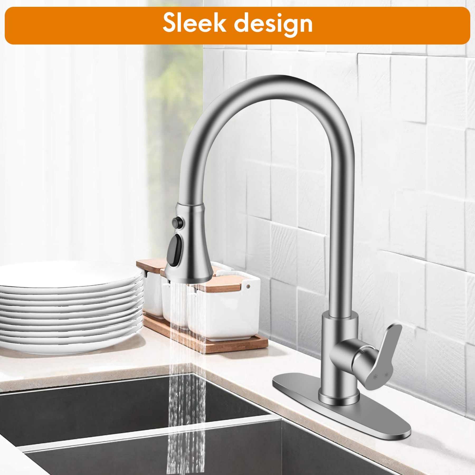 Single Handle Kitchen Faucet With Pull Down Sprayer