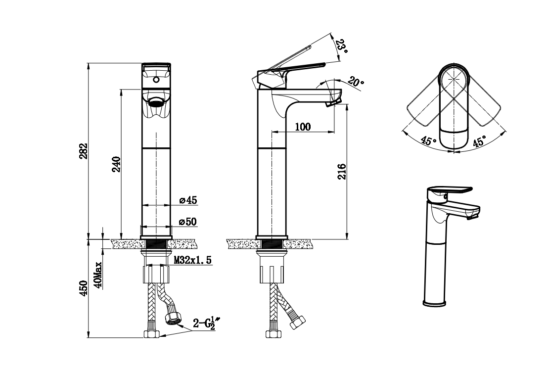 Vessel Faucets Single Handle