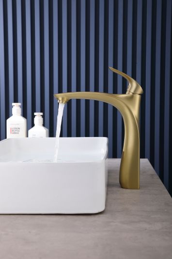 Brushed Gold Tall Vessel Sink Faucet